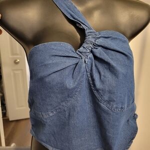 SHEIN Blue Denim Halter Top